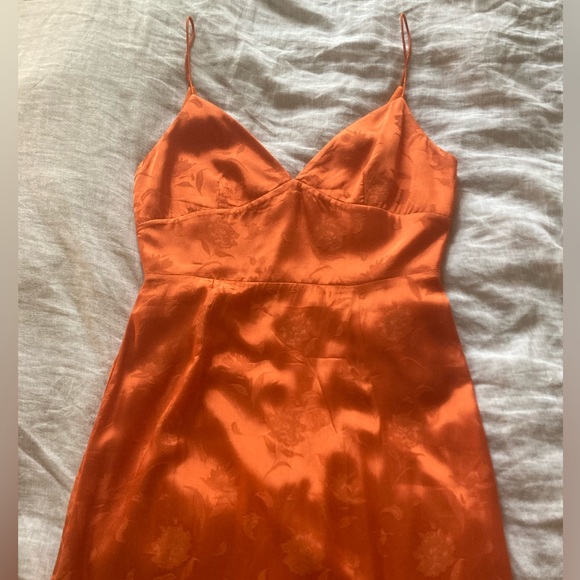 Revolve x Sau Lee Orange Floral Jacquard Dress - Picture 4 of 11